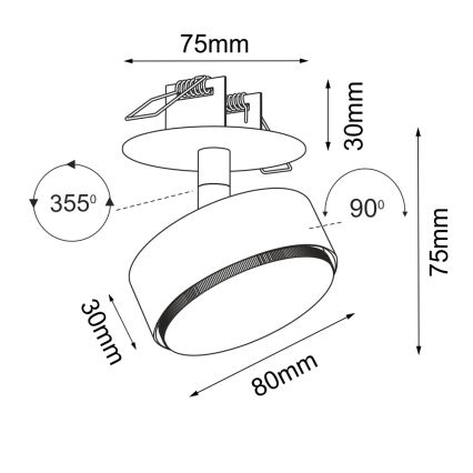 Brosline - Infälld takspot 1xGX53/9W/230V vit