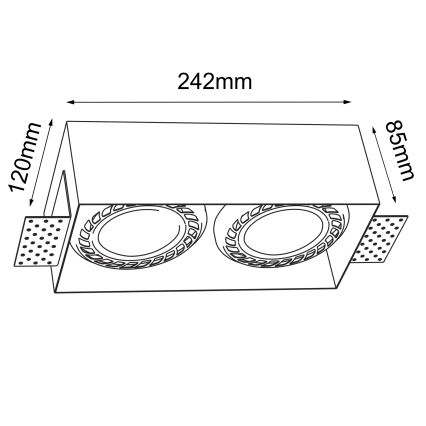 Brosline - Infälld takarmatur 2x GU10/18W/230V, vit