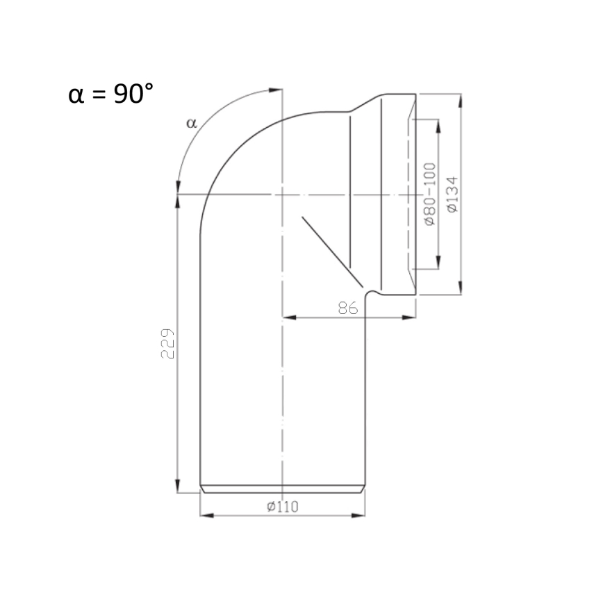 Bruckner - 90° toalettpannanslutning 11 cm vit