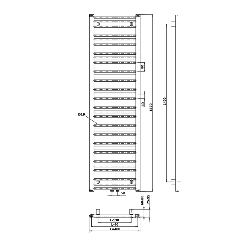 Bruckner - Badrum element ALBRECHT 547W/230V 50x157 cm vit