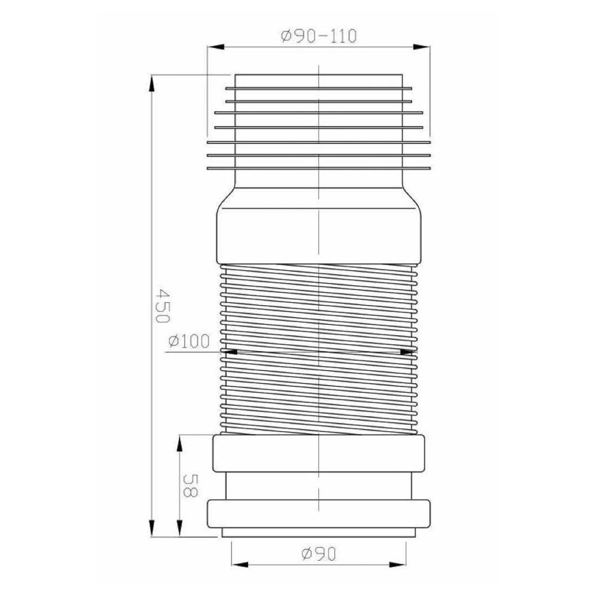 Bruckner - Flexibel toalettpannanslutning 45 cm vit/svart
