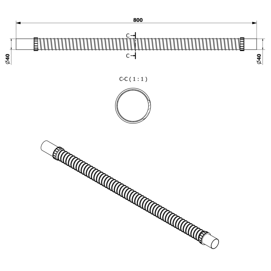 Bruckner - Flexibla anslutningsrör 80 cm vit