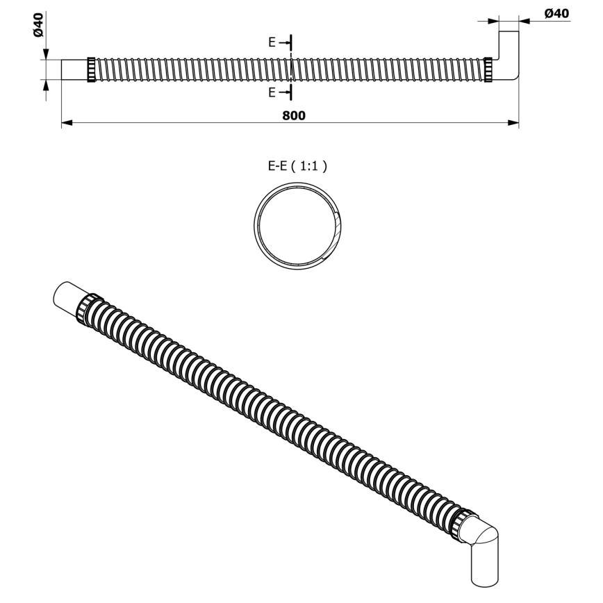 Bruckner - Flexibla anslutningsrör armbåge 80 cm vit