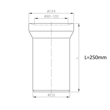 Bruckner - Straight toilet stekpanna anslutning 25 cm vit