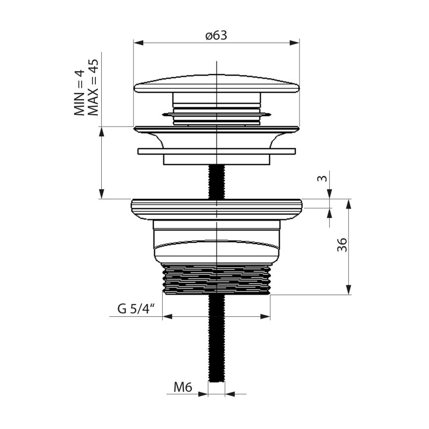 Bruckner - Tvättställsavlopp CLICK-CLACK diameter 6,3 cm rostfri