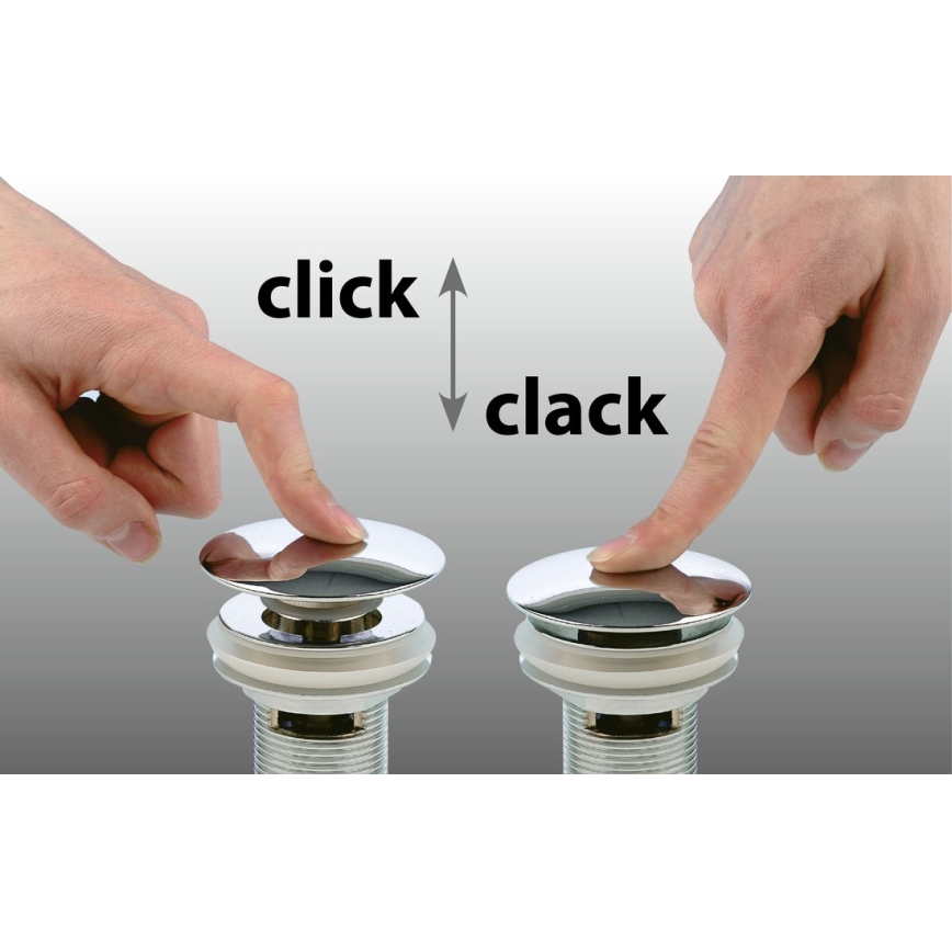 Bruckner - Tvättställsavlopp utan bräddavlopp CLICK-CLACK diameter 6,4 cm skinande krom