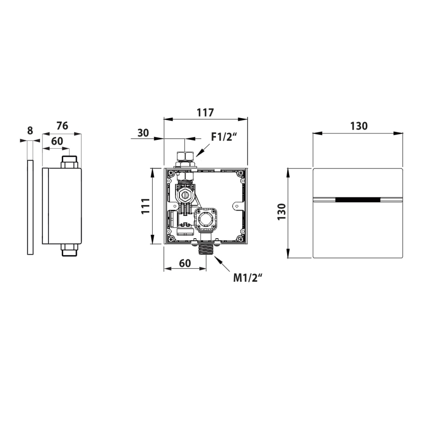 Bruckner - Urinalspolningsanordning med sensor 6V DC/4xAA rostfri