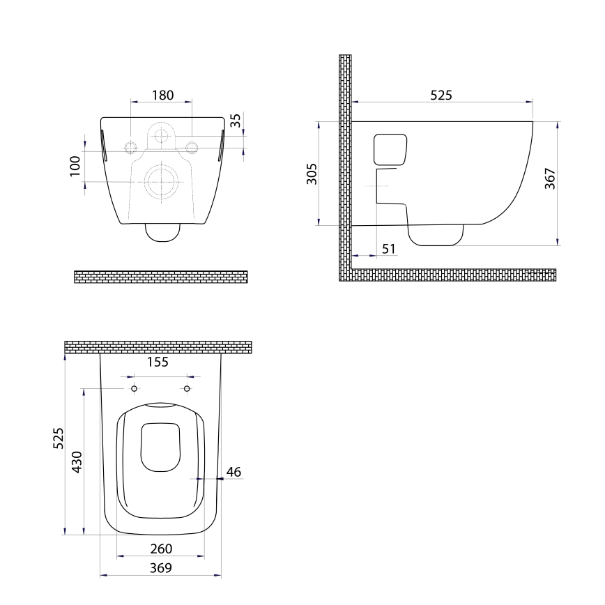 Bruckner - Väggh Rimless WALTER keramik/vit
