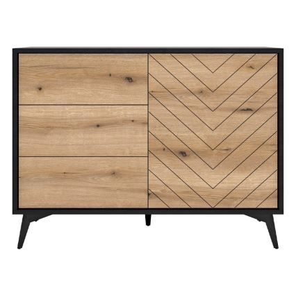 Byrå DIAMOND 77x104 cm svart/ek evoke