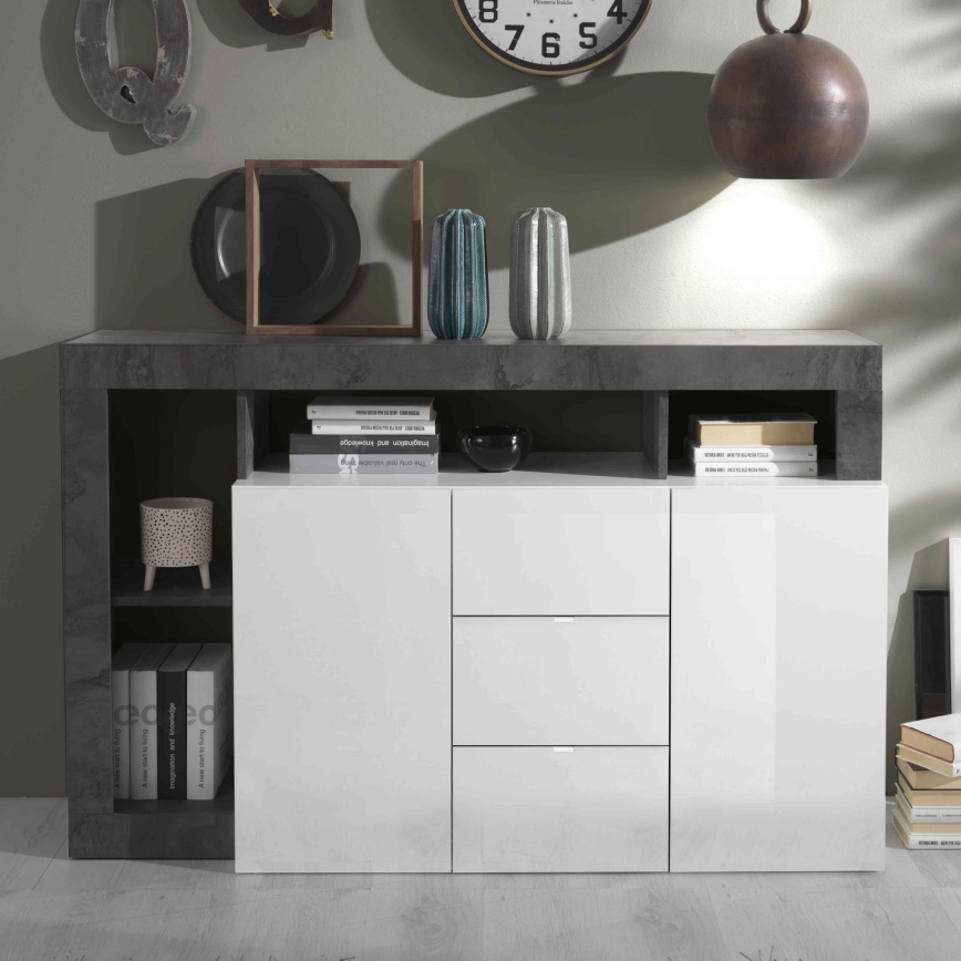 Byrå LENOR vit/antracit