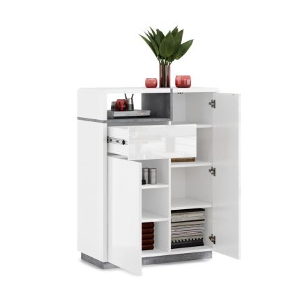 Byrå med låda FRED vit/grå