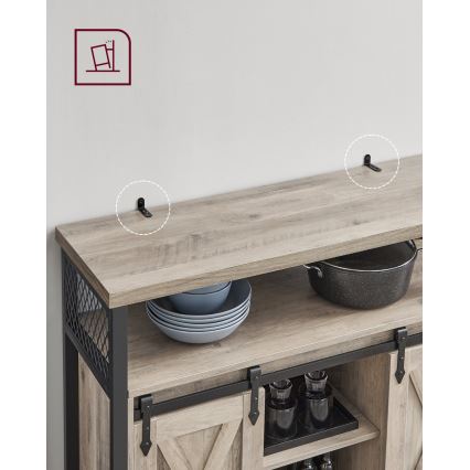 Byrå med skjutdörrar FIRA taupe/svart