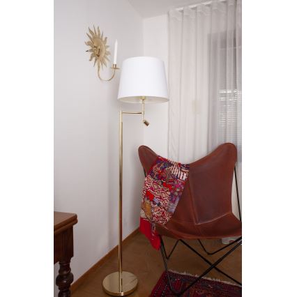 ByRydens - LED golvlampa ORLANDO 1xE27/5W/230V + LED/3W vit/guld