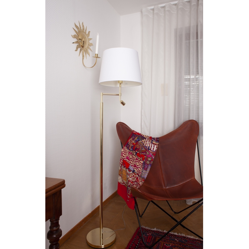 ByRydens - LED golvlampa ORLANDO 1xE27/5W/230V + LED/3W vit/guld