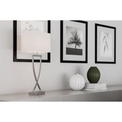 ByRydens - Bordslampa OMEGA 1xE27/5W/230V vit/skinande krom
