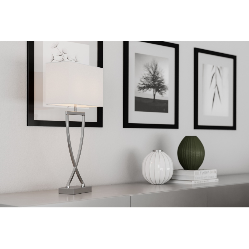 ByRydens - Bordslampa OMEGA 1xE27/5W/230V vit/skinande krom