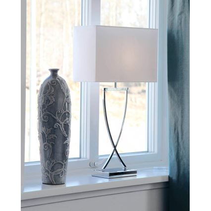 ByRydens - Bordslampa OMEGA 1xE27/5W/230V vit/blank krom