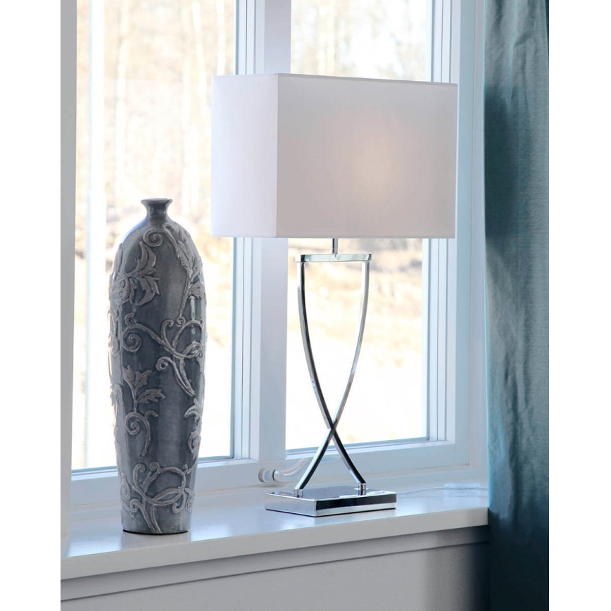 ByRydens - Bordslampa OMEGA 1xE27/5W/230V vit/blank krom