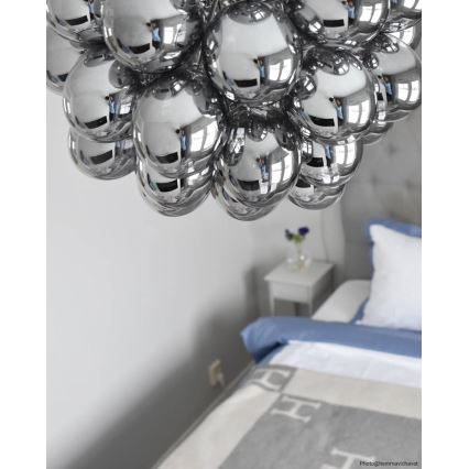 ByRydens - Ljuskrona med textilsladd GROSS 8xG9/4W/230V rökig/svart