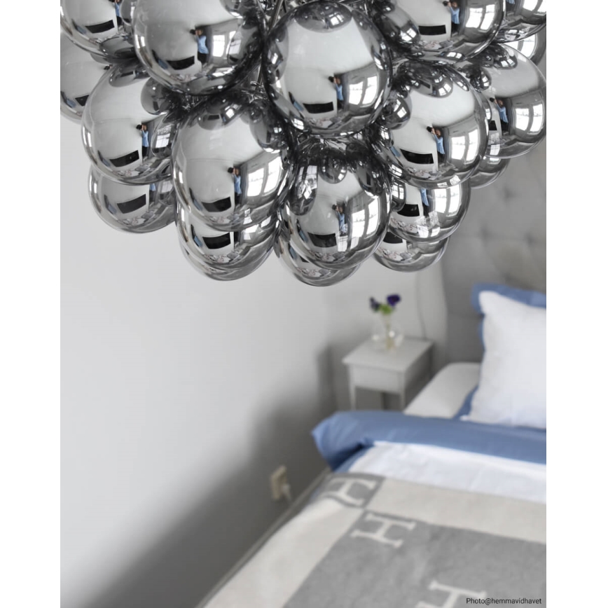 ByRydens - Ljuskrona med textilsladd GROSS 8xG9/4W/230V rökig/svart