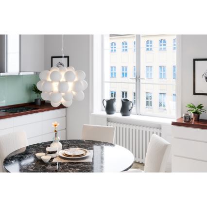 ByRydens - Ljuskrona med textilsladd GROSS 8xG9/4W/230V vit