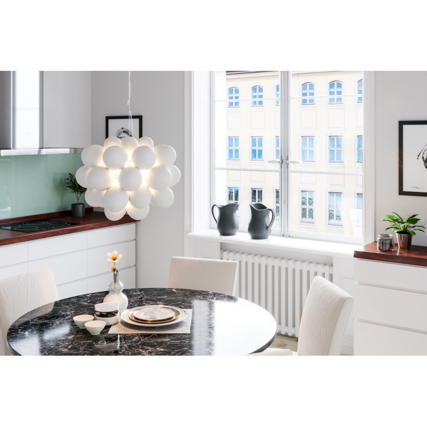ByRydens - Ljuskrona med textilsladd GROSS 8xG9/4W/230V vit