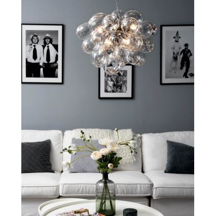 ByRydens - Ljuskrona med textilsladd GROSS 8xG9/4W/230V genomskinlig diameter 50 cm