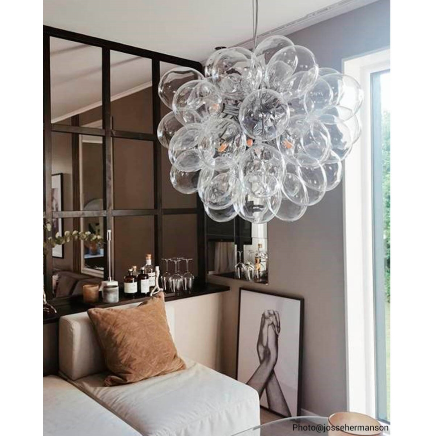 ByRydens - Ljuskrona med textilsladd GROSS 8xG9/4W/230V genomskinlig diameter 50 cm