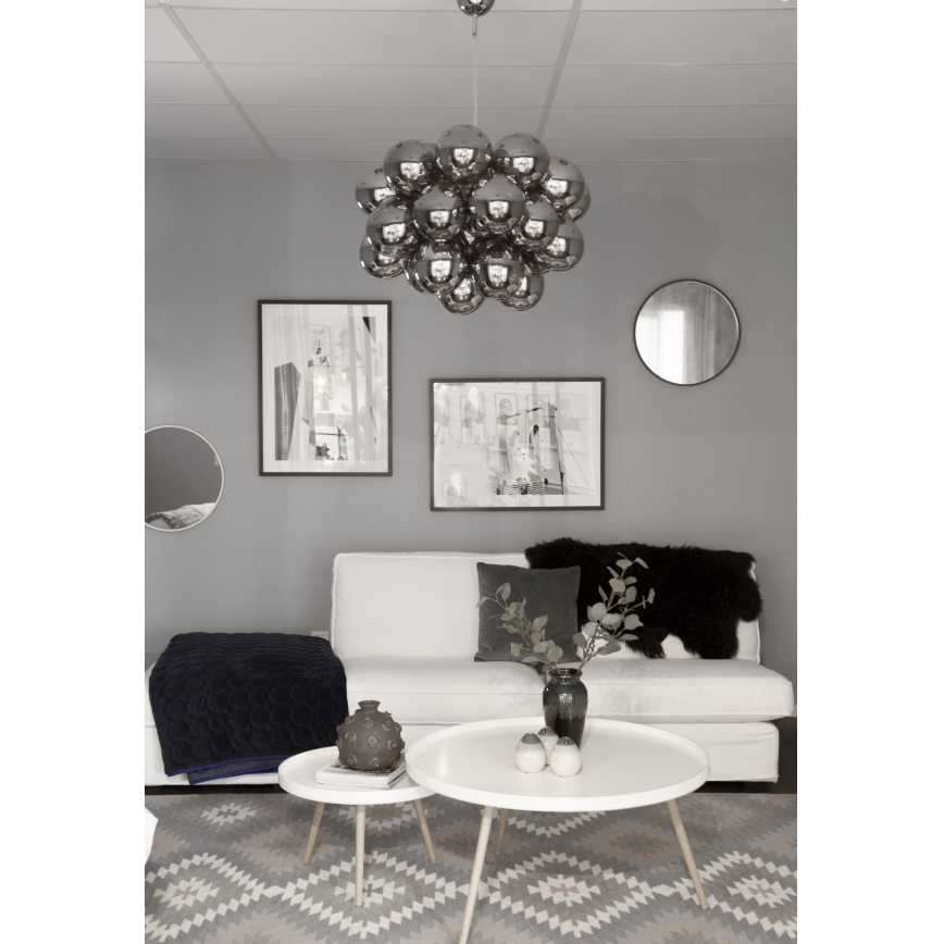 ByRydens - Ljuskrona med textilsladd GROSS GRANDE 8xG9/4W/230V rökig/svart