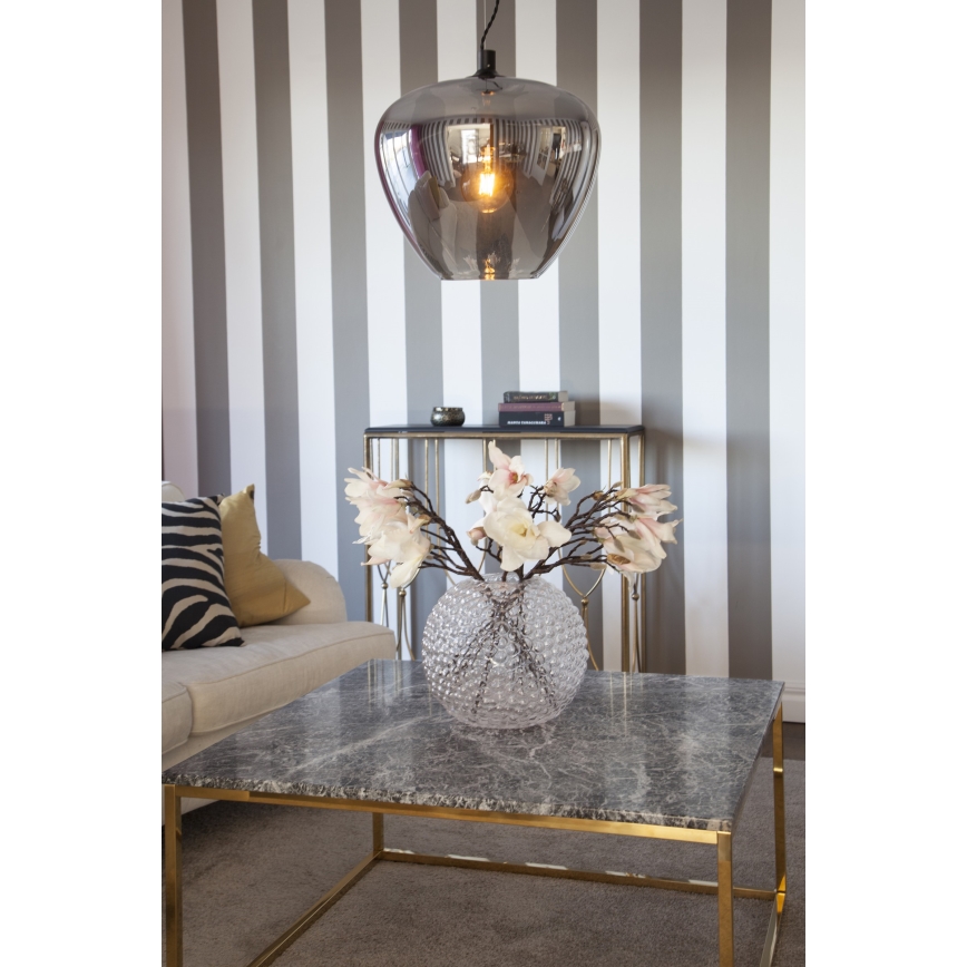 ByRydens - Ljuskrona med textilsladd BELLISSIMO 1xE27/8W/230V rökig/svart diameter 40 cm