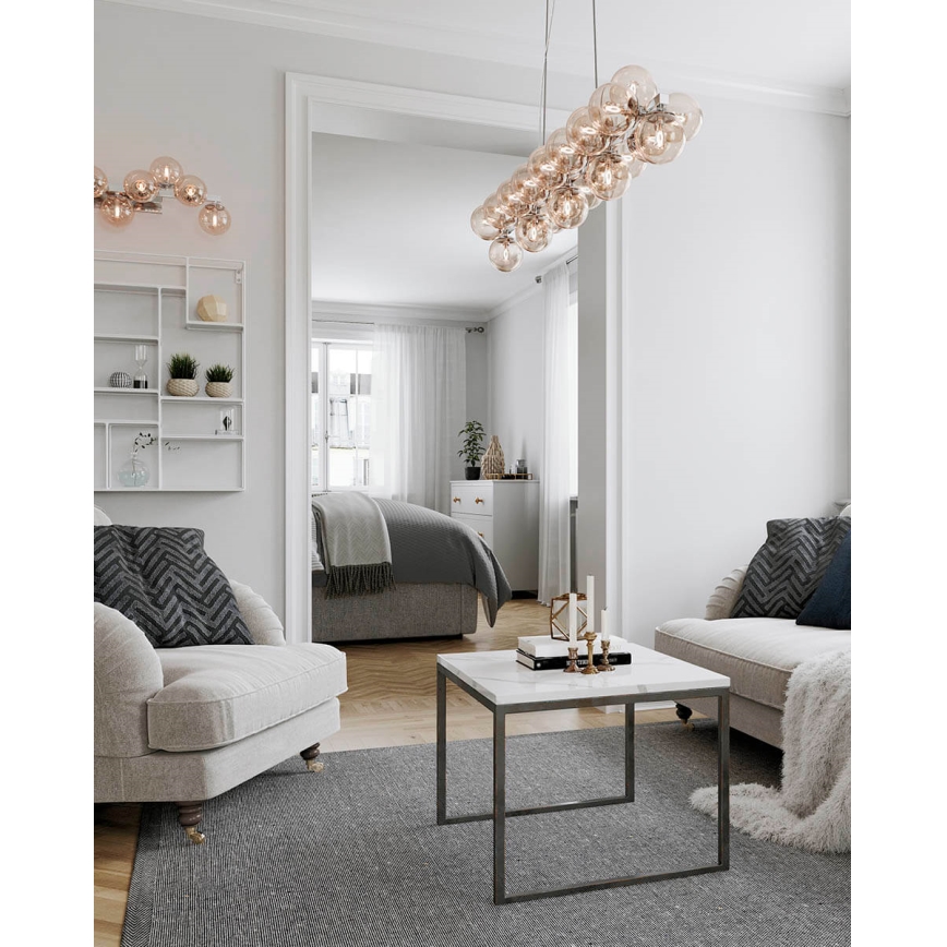 ByRydens - Ljuskrona med textilsladd SPLENDOR 25xG9/5W/230V rökig/brun