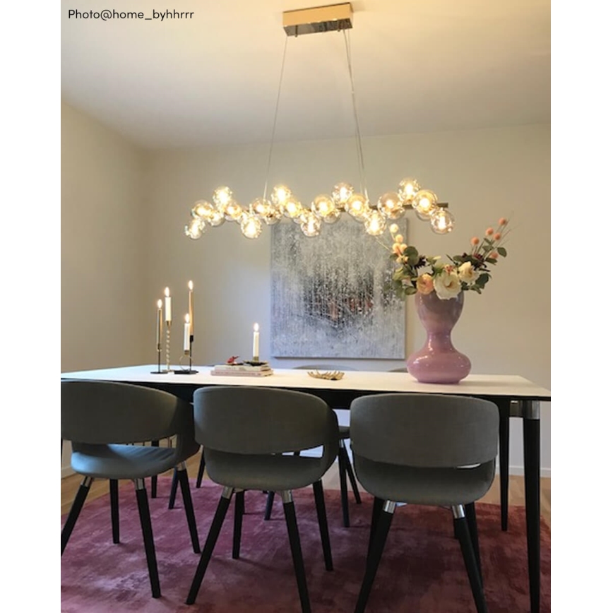 ByRydens - Ljuskrona med textilsladd SPLENDOR 25xG9/5W/230V rökig/brun
