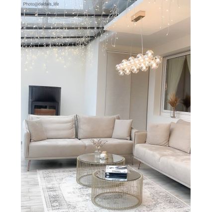 ByRydens - Ljuskrona med textilsladd SPLENDOR 25xG9/5W/230V rökig/brun