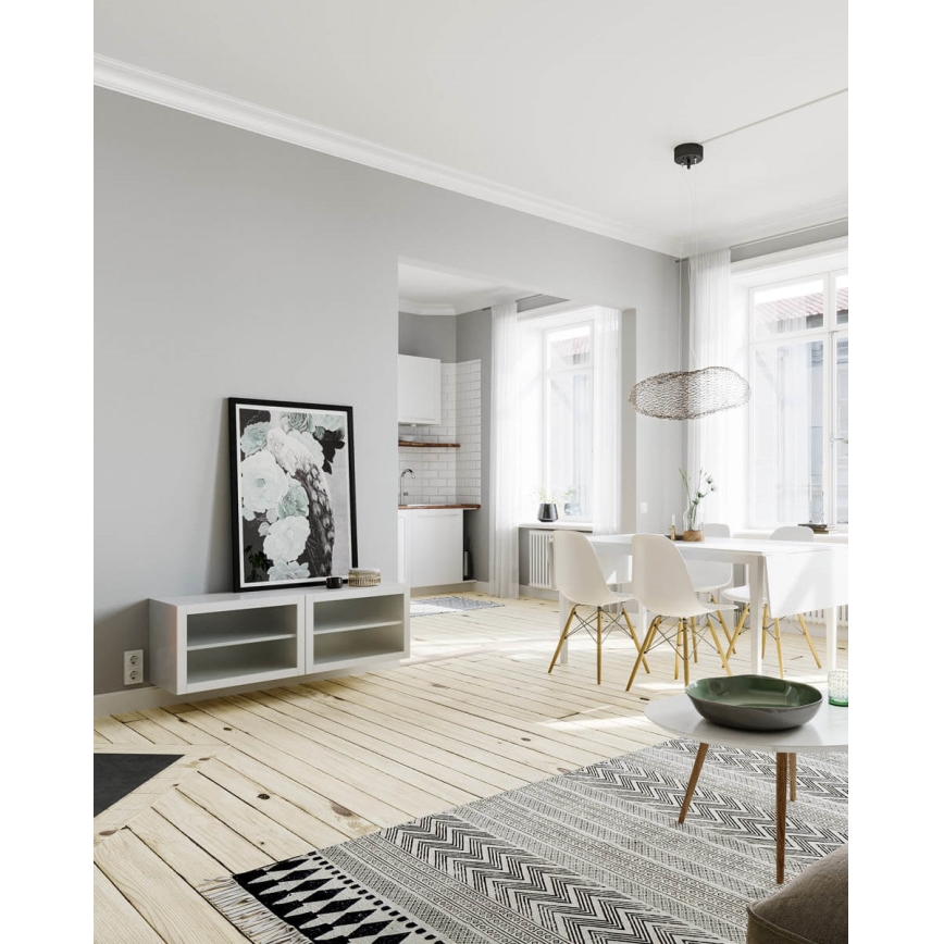 ByRydens - LED ljuskrona med textilsladd HAYDEN LED/15W/230V svart