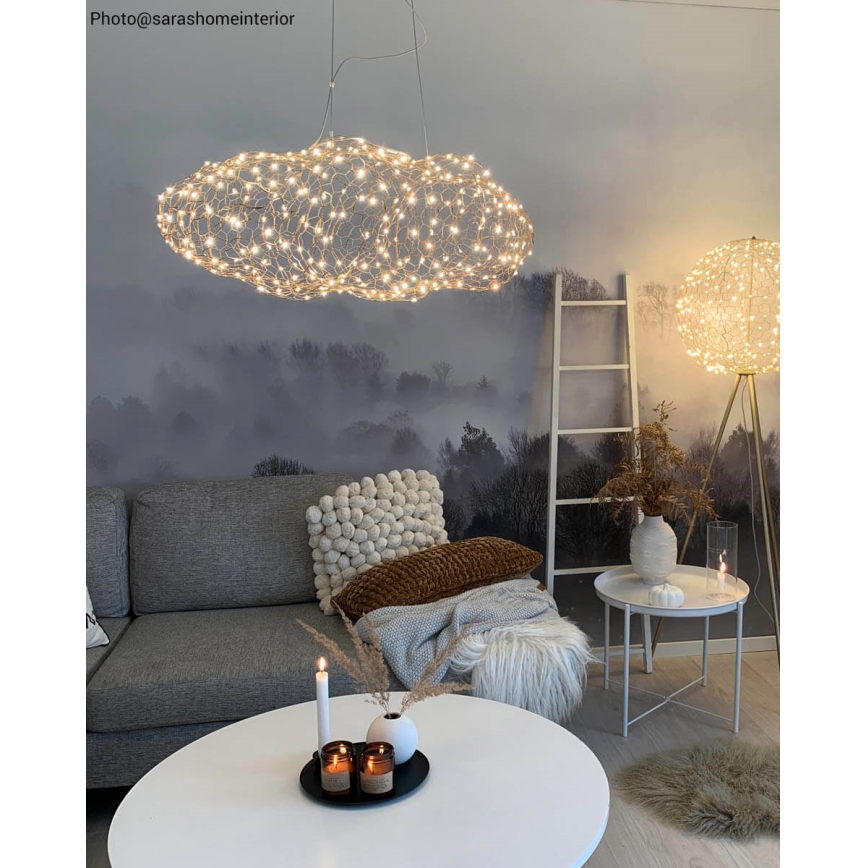ByRydens - LED ljuskrona med textilsladd HAYDEN LED/15W/230V guld