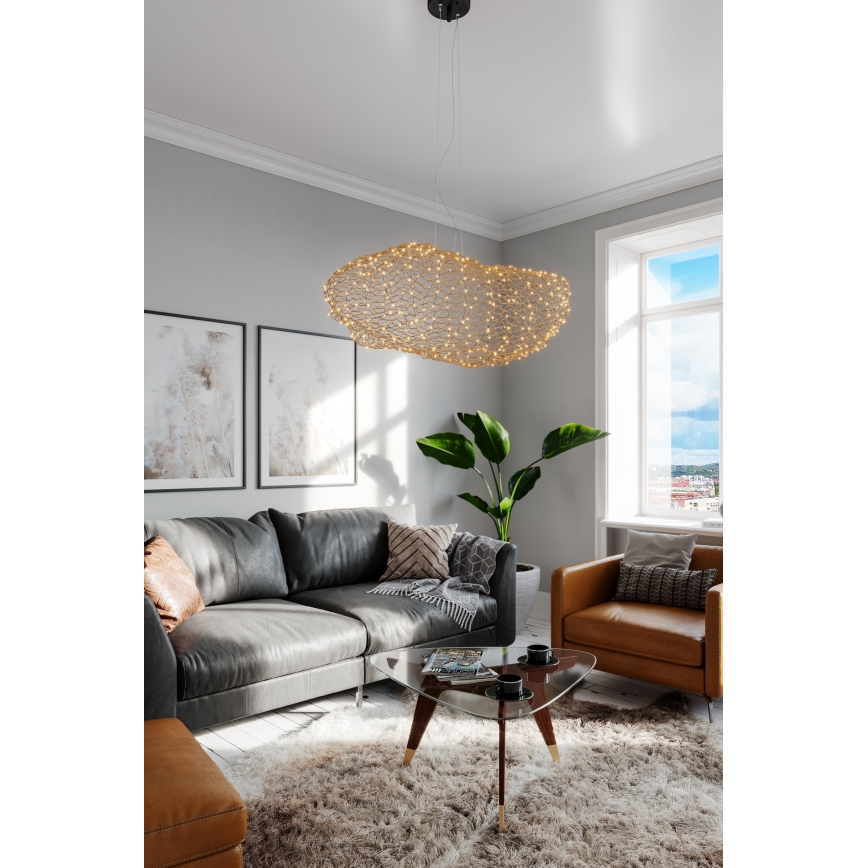 ByRydens - LED ljuskrona med textilsladd HAYDEN LED/20W/230V guld
