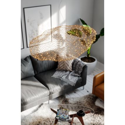 ByRydens - LED ljuskrona med textilsladd HAYDEN LED/20W/230V guld