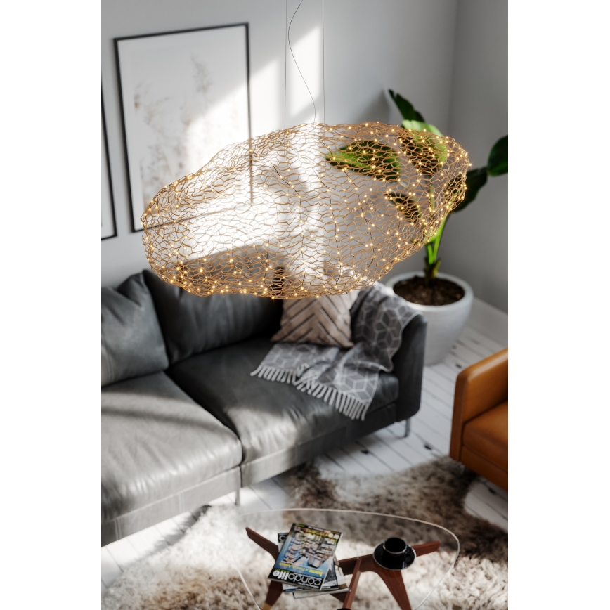 ByRydens - LED ljuskrona med textilsladd HAYDEN LED/20W/230V guld