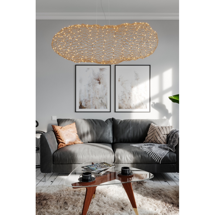 ByRydens - LED ljuskrona med textilsladd HAYDEN LED/20W/230V guld