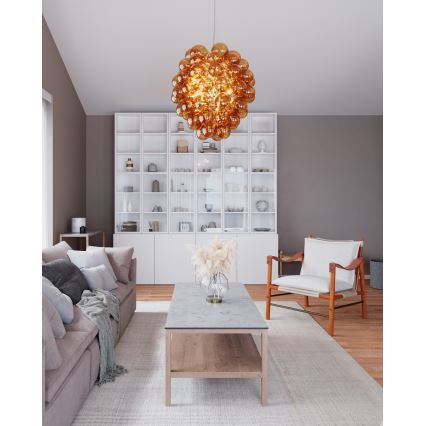 ByRydens - Ljuskrona med textilsladd DELUXE 4xE14/5W/230V rökig/brun