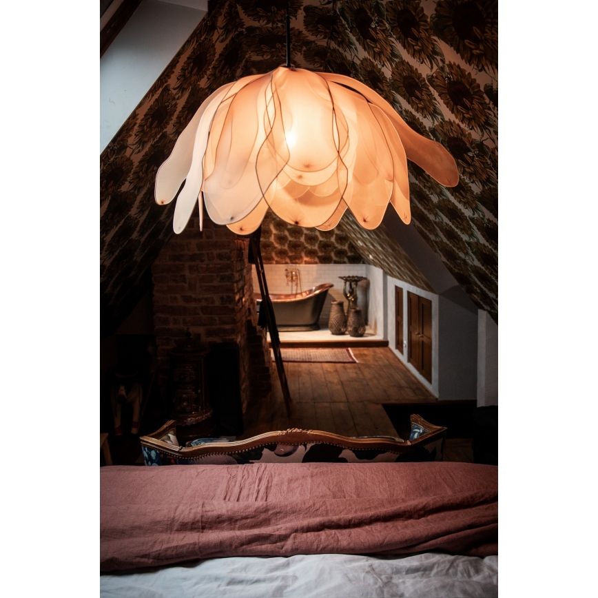 ByRydens - Ljuskrona med textilsladd LOU LOU 1xE27/5W/230V beige diameter 80 cm