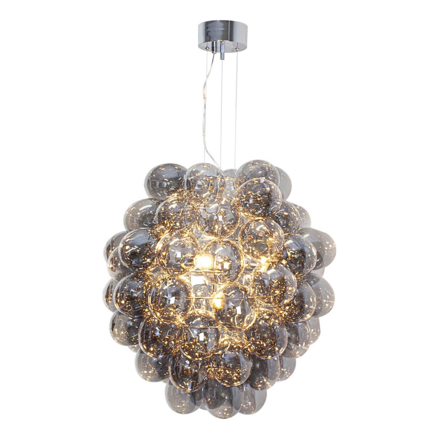 ByRydens - DELUXE pendellampa med kabel 4xE14/5W/230V grå/rökfärgad