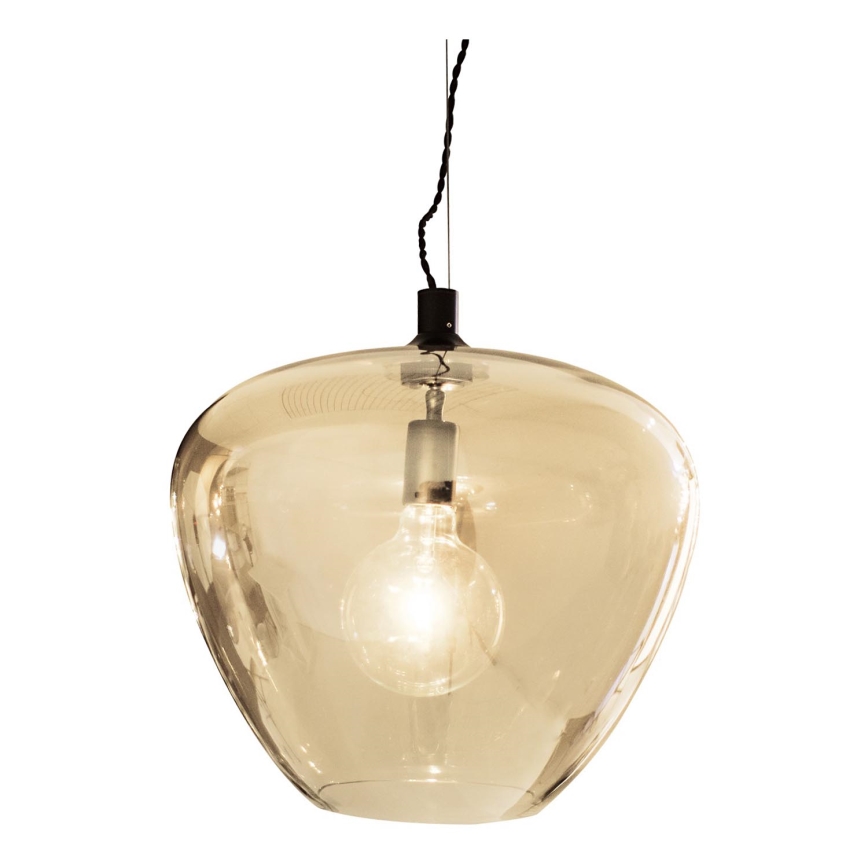 ByRydens - Ljuskrona med textilsladd BELLISSIMO 1xE27/8W/230V rökig/brun diameter 40 cm
