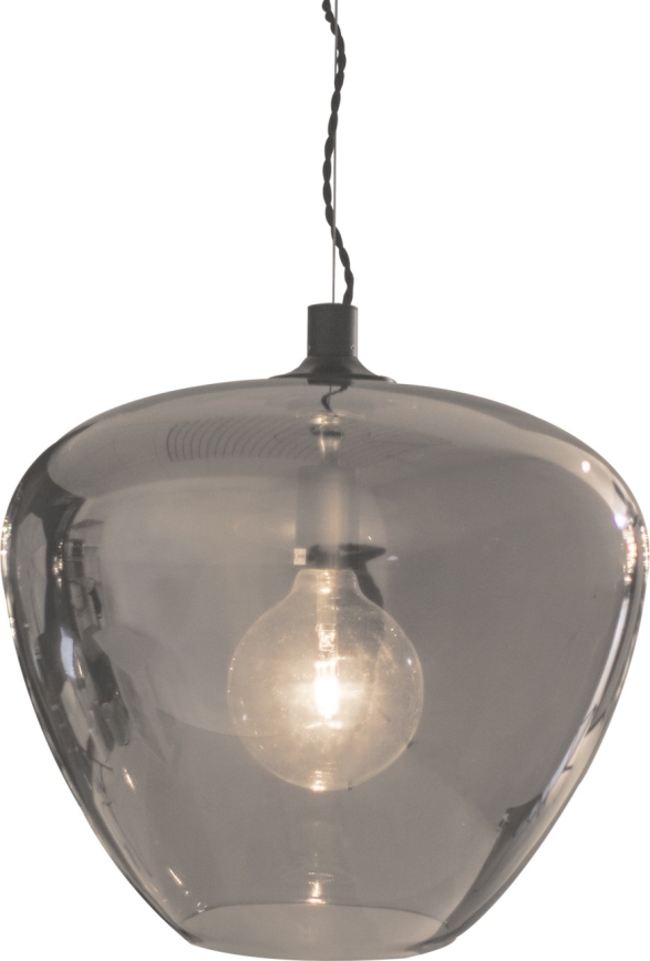 ByRydens - Ljuskrona med textilsladd BELLISSIMO 1xE27/8W/230V rökig/svart diameter 40 cm