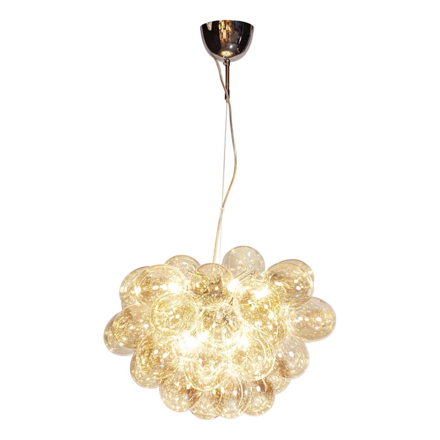 ByRydens - Ljuskrona med textilsladd GROSS 8xG9/4W/230V rökig/brun diameter 50 cm