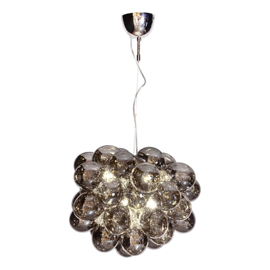 ByRydens - Ljuskrona med textilsladd GROSS 8xG9/4W/230V rökig/svart diameter 50 cm