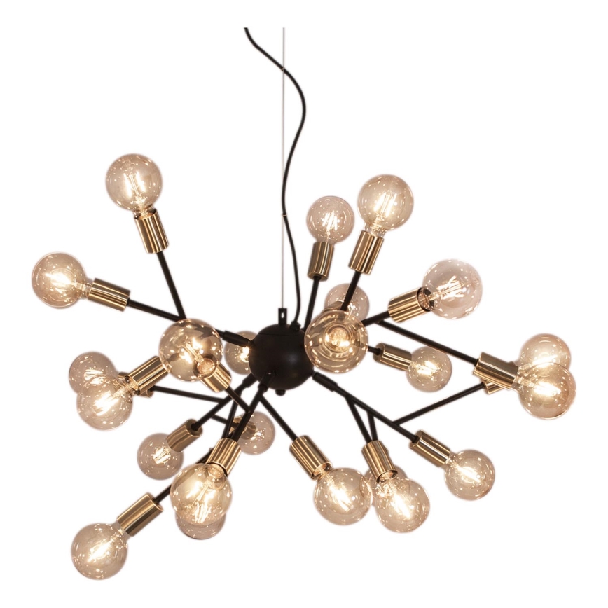 ByRydens - Ljuskrona med textilsladd HEROES 24xE27/5W/230V svart diameter 80 cm