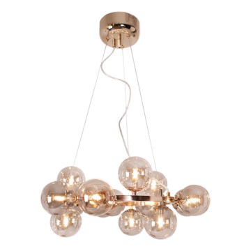ByRydens - Ljuskrona med textilsladd SPLENDOR 15xG9/5W/230V rökig/brun diameter 58 cm