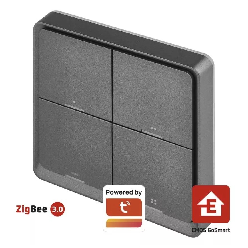 Byta 4-knapp GoSmart 1xCR2430 Tuya svart