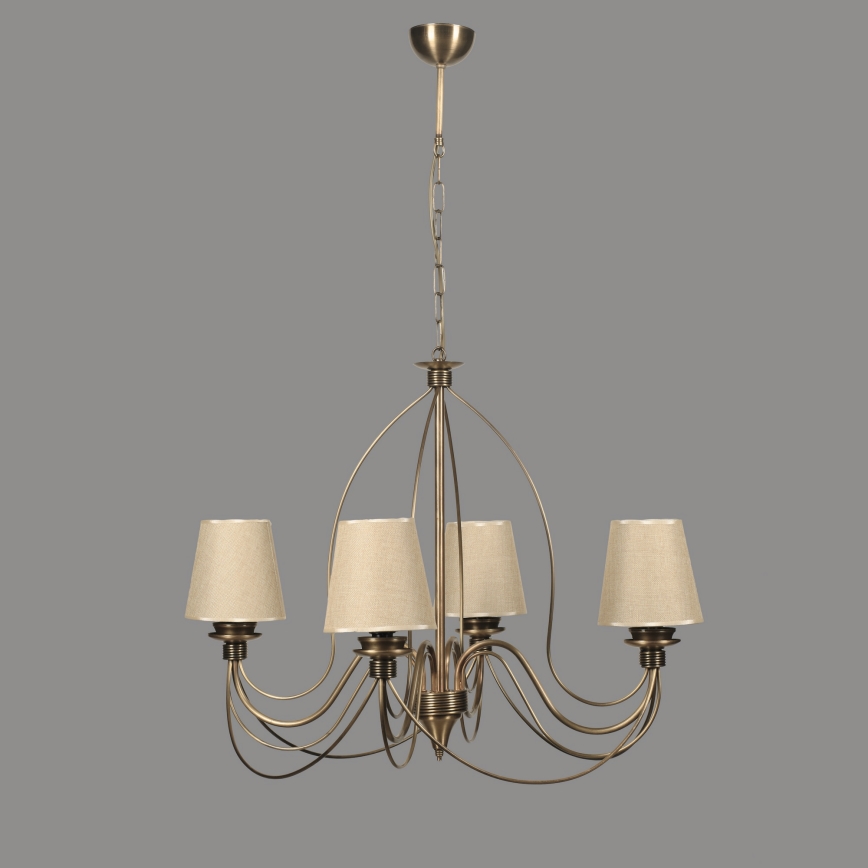 Candelabru pe lanț CLASSIC 4xE14/40W/230V bronz/béj